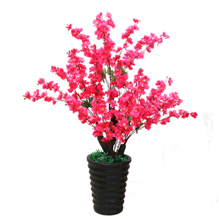 高级感假花装饰桃花树盆栽塑料樱花造景仿生植物客厅绿色仿真绿植