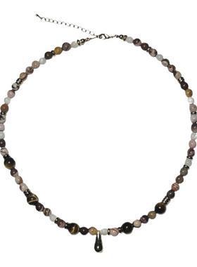 WAKI虎眼石斑马石串珠项链