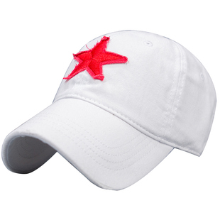 崔健白色五角星男士棒球帽潮防晒韩版帽子男春秋韩版潮鸭舌帽青年