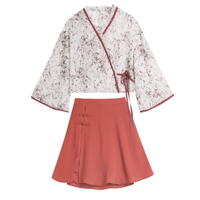 碎花交领仙女新款雪纺衫