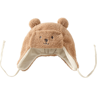 伊米伦帽子婴儿秋冬儿童帽子护耳帽可爱卡通宝宝帽子泰迪绒保暖帽