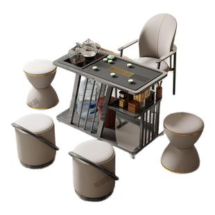 铁艺茶桌家用小茶台碳素钢一体茶水柜移动小茶车阳台小茶桌椅组合