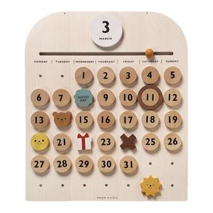 美国Moon Picnic 日历板气象站表情过家家 木制玩具蒙氏早教学具