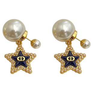 奥米迪奥五角星珍珠耳钉韦雪同款耳环立体吊坠百搭2025早春新款