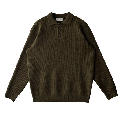 NickTian极简纯色polo领针织衫