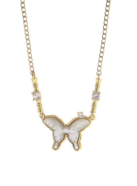 高级感珍珠母贝超仙蝴蝶项链