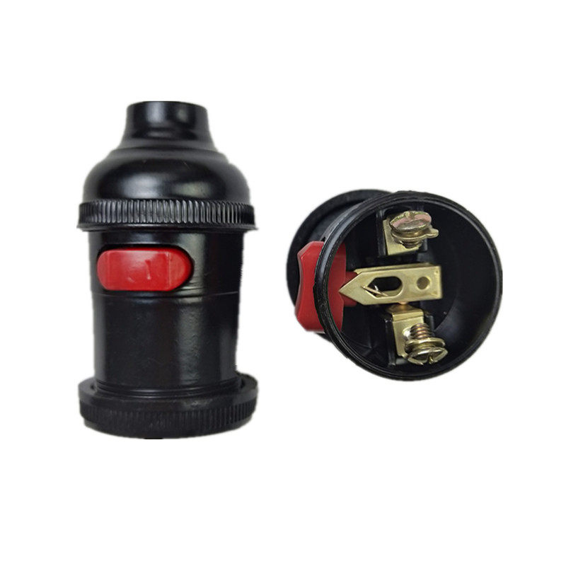 E27螺口带开关加厚管接吊灯头24V/36V/48V老式普通灯泡灯座