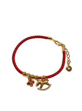 马年本命年红玛瑙四叶草手链女