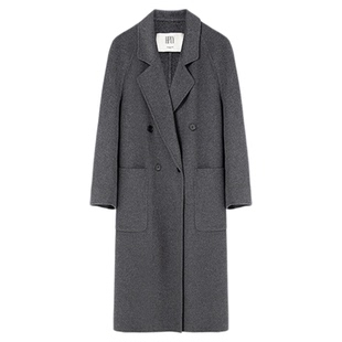 【商场同款】HPLY荷比俪2025冬新款落肩长款绵羊毛双面呢大衣外套