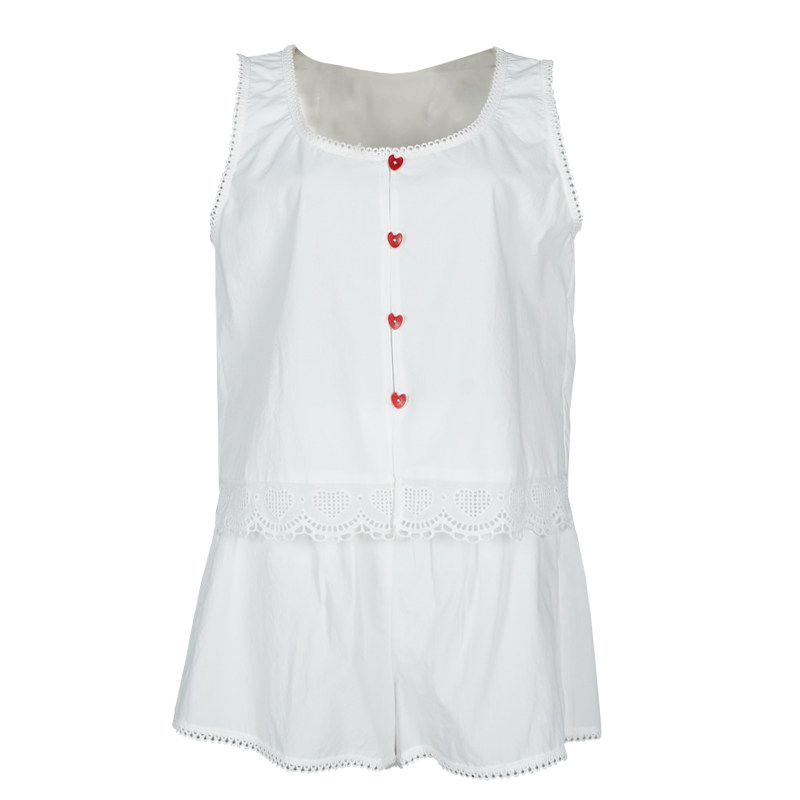 睡衣女夏季日系少女风马甲背心棉质防静电家居服两件套春秋套装