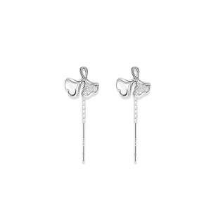 Z小姐999足银银杏耳线养耳洞轻奢小众耳环纯银耳饰女2024新款爆款