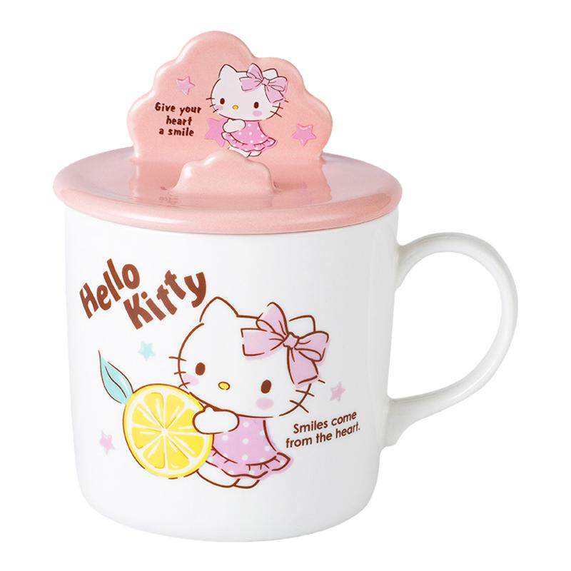 hellokitty创意陶瓷马克杯带盖手机支架杯女家用可爱卡通喝水杯子