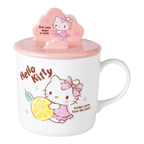 hellokitty创意陶瓷马克杯带盖手机支架杯女家用可爱卡通喝水杯子