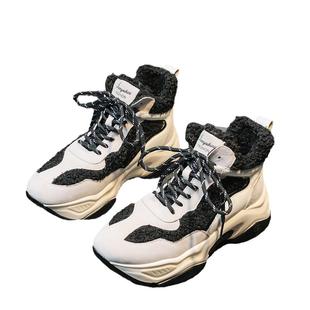 断码清仓老爹鞋女冬加绒女鞋运动鞋休闲鞋百搭鞋子棉鞋防滑高帮鞋