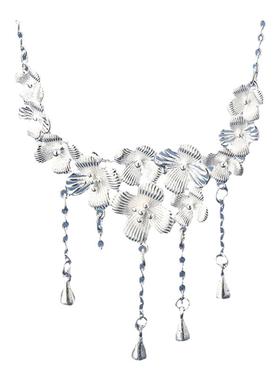 足银s990花朵流苏项链女