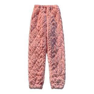 冬天高个子女士睡裤175加长版三层夹棉超厚家居裤加绒特长110厘米