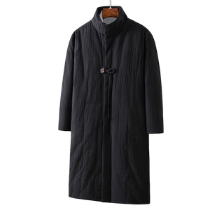 新中式羽绒服男装道袍冬季立领加厚长款唐装汉服外套禅服国风男装