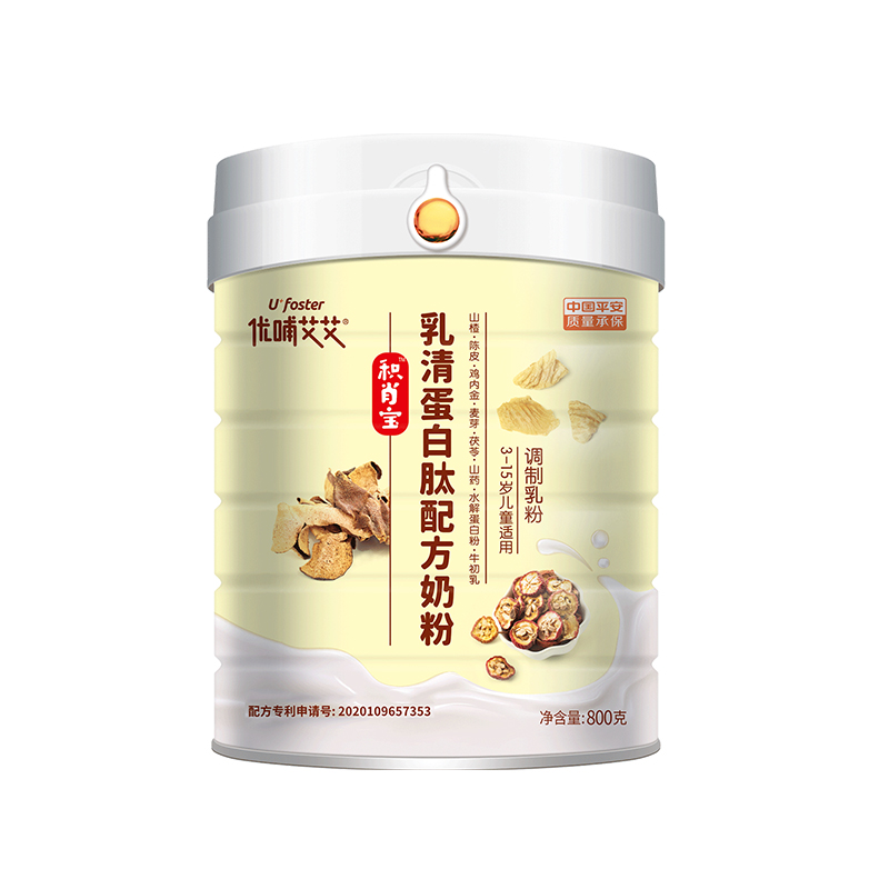 優(yōu)哺艾艾正品積肖寶兒童乳清蛋白肽配方牛奶粉山楂雞內金陳皮茯苓