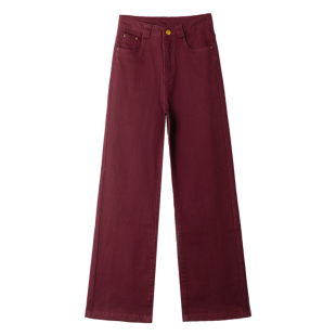 白色宽松牛仔直筒裤女春秋2026新款高腰显瘦休闲垂感窄版阔腿长裤