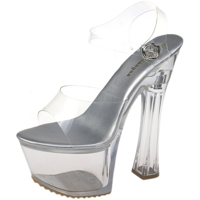 模特透明水晶跟17cm超高跟凉鞋