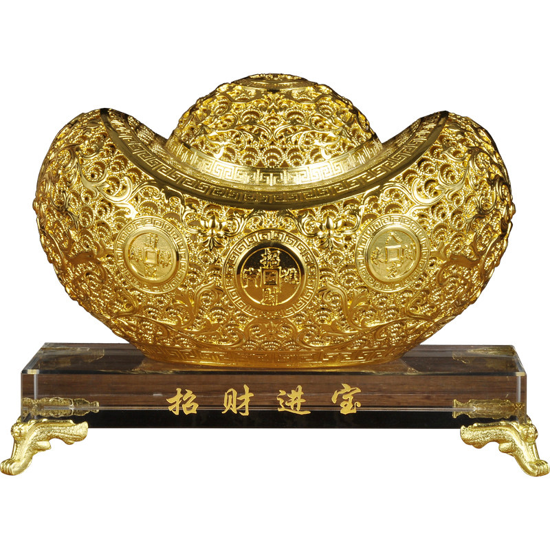黄铜花丝元宝摆件招财金