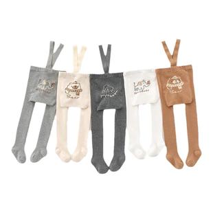 婴儿举重裤春秋纯棉宝宝大PP连裤袜婴幼儿高腰护肚打底背带裤袜子