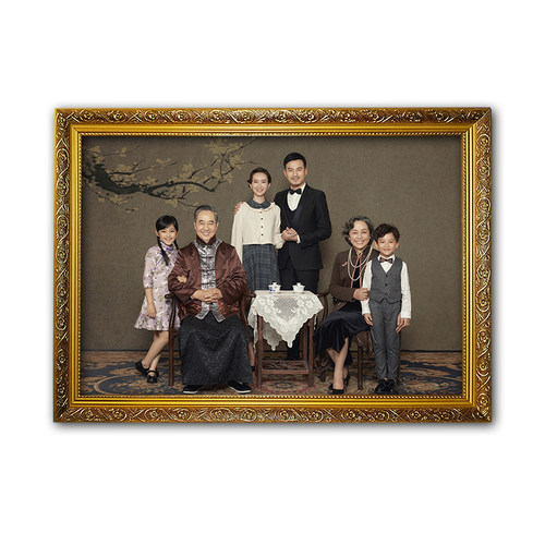定制柔光全家福合影相片放大打印冲洗照片做成实木相框加装裱挂墙