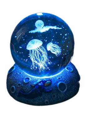 发光水晶球桌面摆件小夜灯玻璃球装饰品高级感生日礼物闺蜜送女孩