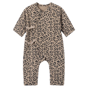 考拉蒂尔婴儿豹纹连体衣秋冬打底新生宝宝纯棉和尚服长袖哈衣爬服