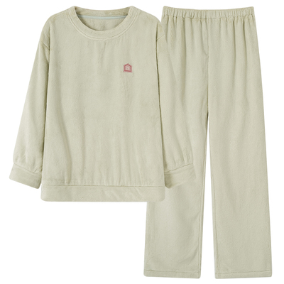 套头睡衣女秋冬加绒加厚保暖套装