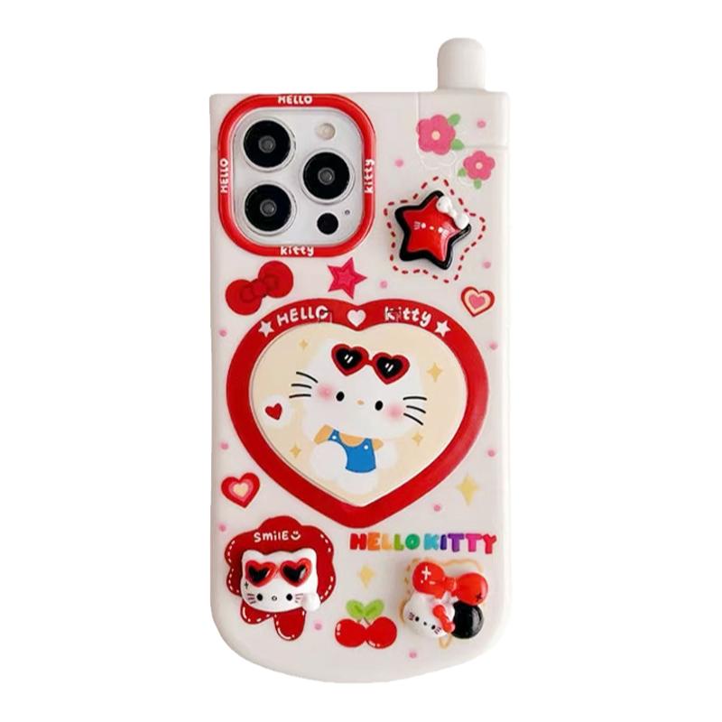 日本HelloKitty凯蒂猫立体公仔大哥大创意适用iPhone15Pro手机壳可爱猫咪12/13苹果14promax保