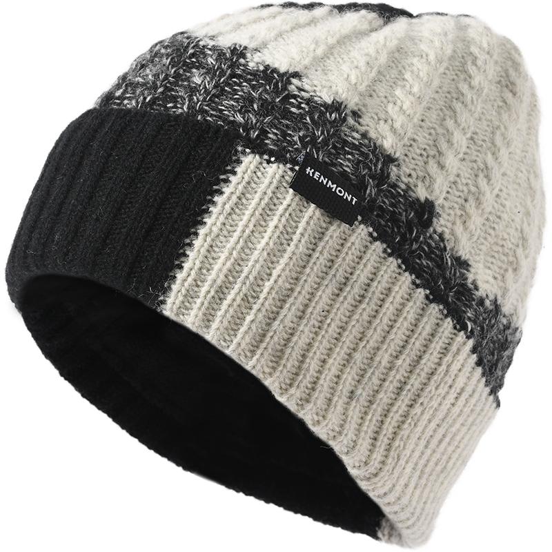 卡蒙冬季羊毛针织帽男加绒加厚内里防寒保暖护耳大头围毛线帽套装