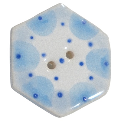 花瓣边六边形手工陶瓷纽扣