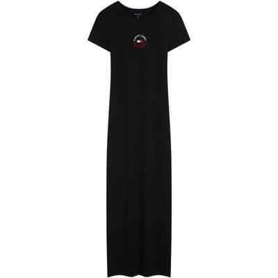 Tommy女装刺绣修身圆领针织长裙