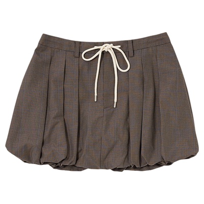 MOUSSY早春新品甜酷纯色百褶抽绳半身花苞裙010IA431-4401