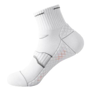 跑步袜子男款中筒秋冬防臭马拉松专用徒步羽毛球白色男士专业运动