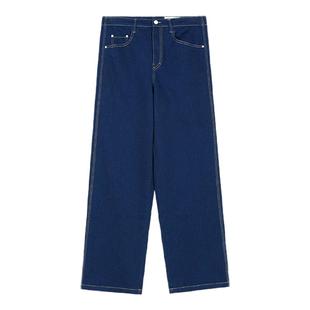 klee klee 25春女装环保棉舒适弹力牛仔半松紧腰直筒裤K0251PA20