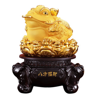 招财进宝金蟾摆件招财蟾蜍三足金蟾办公室装饰店铺收银台开业礼品
