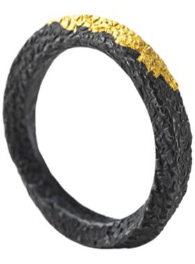 情侣黄金纯银原创金包银戒指