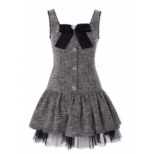 孟子义同款吊带连衣裙重工气质名媛收腰甜美蝴蝶结公主短裙小礼服