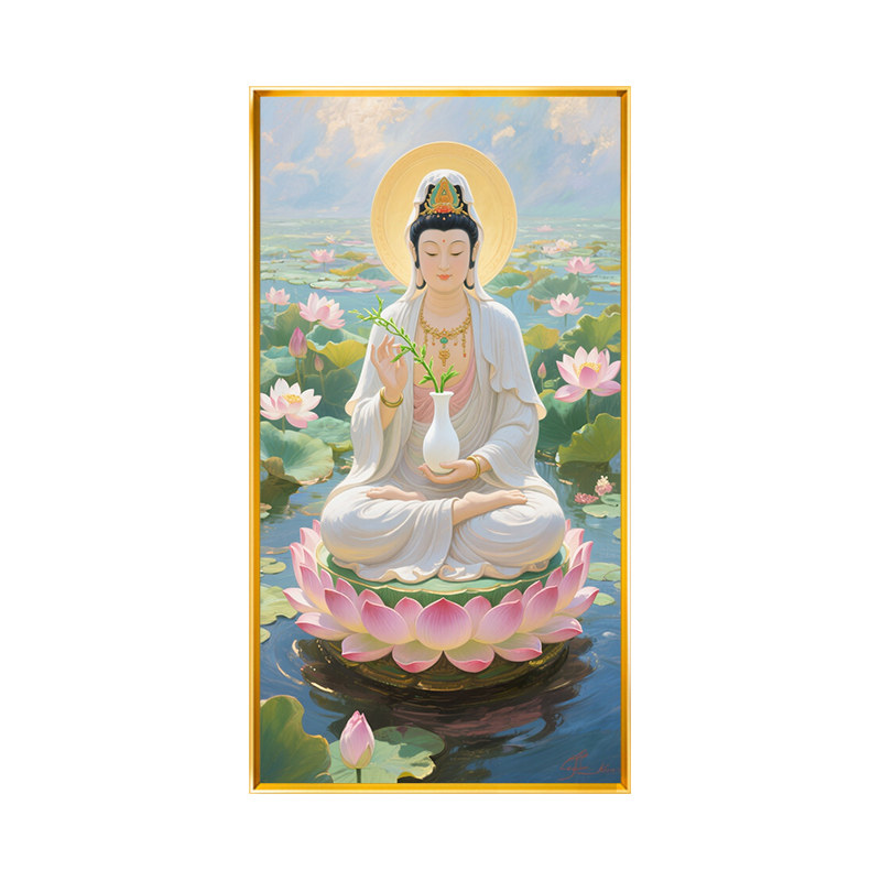 观音菩萨十字绣简约现代客厅玄关印花全绣新款自己手工制作DIY绣