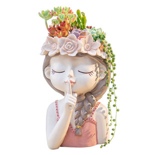 创意多肉盆栽女孩花盆粉色大号少女仿真花瓶肉肉植物公司活动礼物