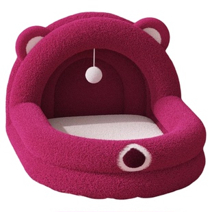 莓莓熊猫窝冬加厚猫咪睡窝冬天保暖半封闭式猫屋秋狗窝四季通用
