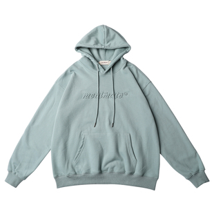 蒙马特Mentmate 极简小众浮雕LOGO卫衣男女 秋冬薄绒宽松BF连帽衫