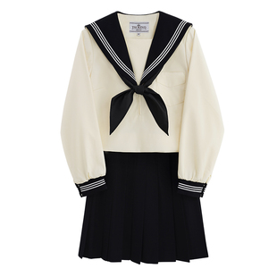 【月野HOUSE】校供感经典基础款温柔奶黄身白三本水手服冬服