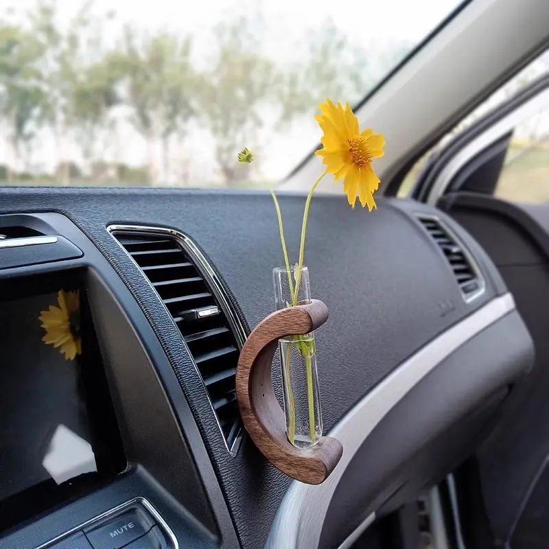 原创汽车绿植花瓶出风口专用车载插花瓶创意水培花器车内饰品摆件