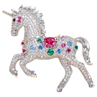 新款红刚马独角兽胸针女2025爆款轻奢高档小众西装大衣胸花别针潮