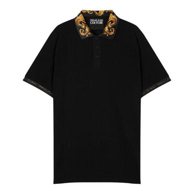 【季末优惠】VERSACE JEANS COUTURE 男士印花珠地棉Polo衫