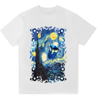 神秘博士doctor who时空机器T恤 塔迪斯TARDIS梵高星空短袖男女
