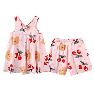女童睡衣夏季儿童薄款绵绸棉绸小女孩2025新款夏款家居服套装